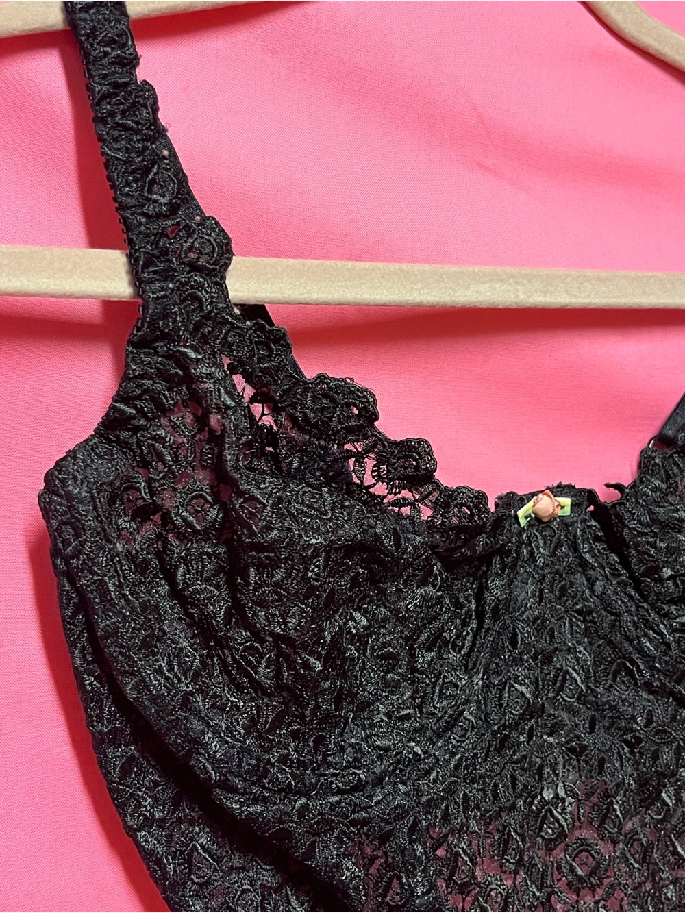 Vintage Victoria's Secret Black Lace Longline Balconette Bra Bustier 38C Corset - Picture 4 of 9
